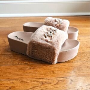 Tan Size 9 Pazzle Morgan-06 Faux Fur Platform Sandal - BRAND NEW!